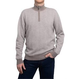 NEW KINROSS herringbone quarter zip sweater in seal/silver
